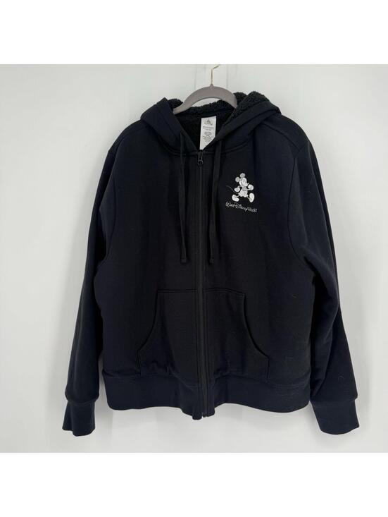 Disney Tops - Disney Parks sweatshirt womens XL zip up jacket black thick sherpa warm mickey